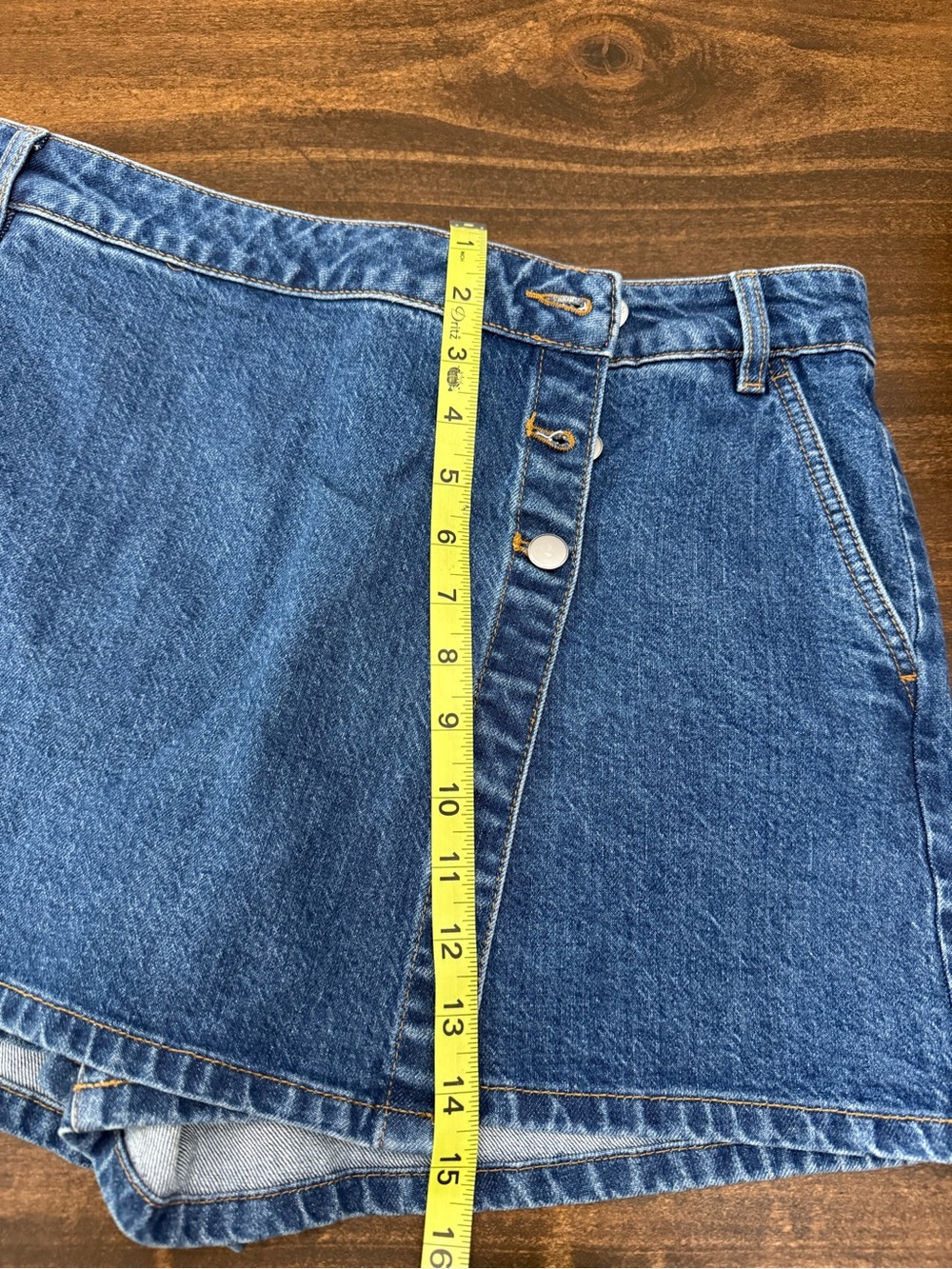 LOFT Rivete Blue Denim Wrap-Front Skort Shorts - Picture 7 of 7